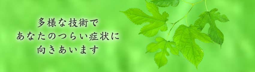 多様な技術であなたのつらい症状に向きあいます